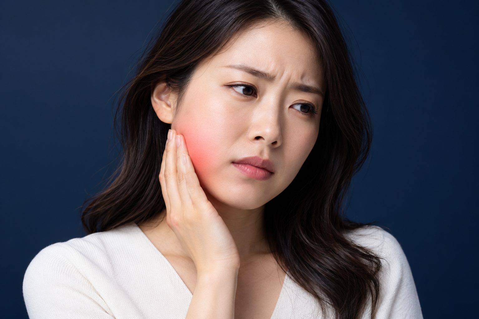 치아 뿌리 염증이 퍼져 얼굴이 부은 모습 개념도